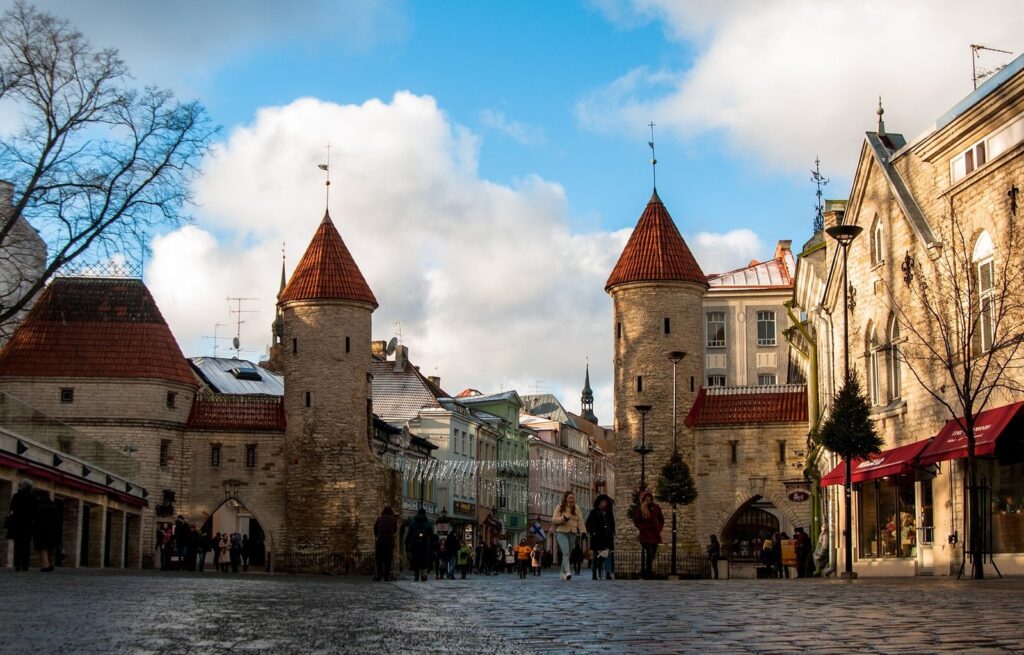 Viru Gate at the entrance to Tallinn Old Town