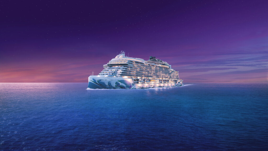 Norwegian Viva cruise ship at sea against an evening sky