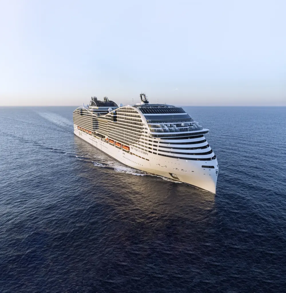MSC cruise ship sailing at sea