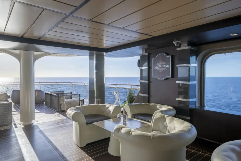 MSC ship lounge with panoramic windows and sea views