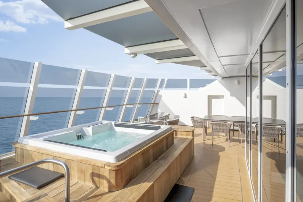 MSC ship terrace with a whirlpool and seating area